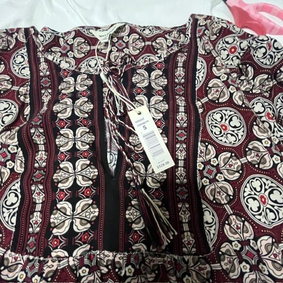 Burgundy Print Max Studio dress Size small - Picture 4 of 8